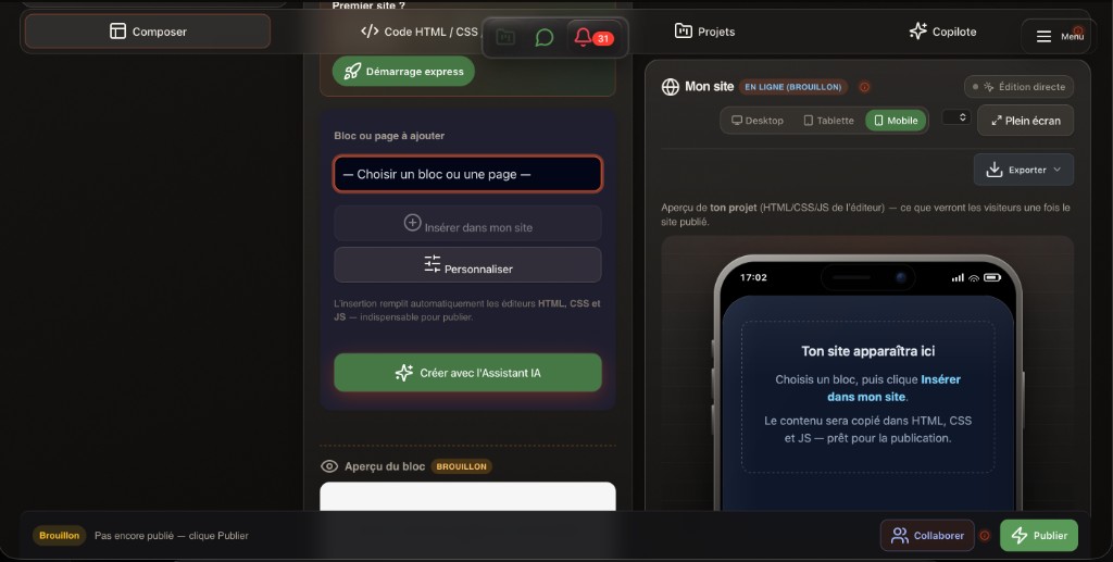 Composer OkDak : décrire le site en une phrase